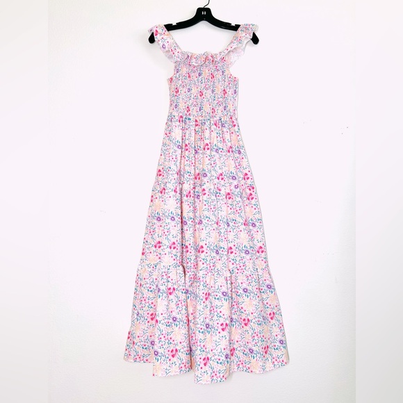 Anna Kaci Floral Pink Ruched Ruffle Off-Shoulder Maxi Dress - Picture 3 of 6